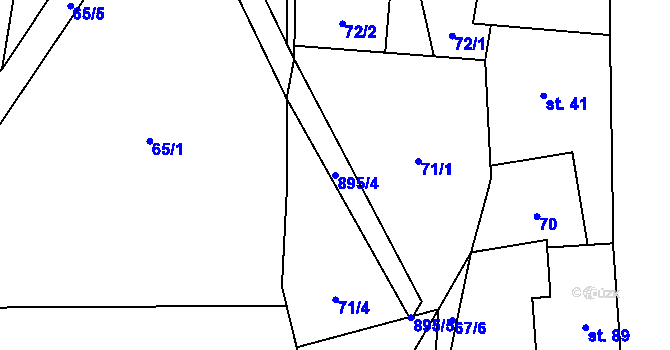 Parcela st. 895/4 v KÚ Byzhradec, Katastrální mapa