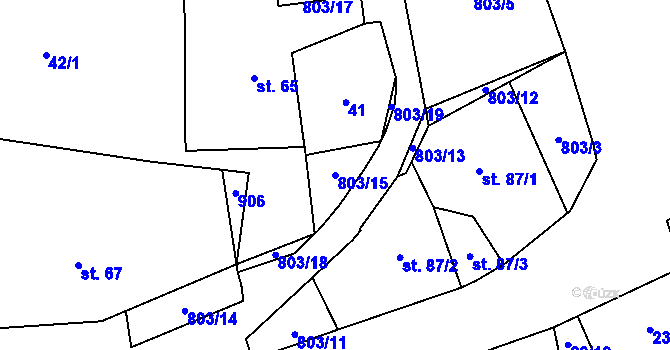 Parcela st. 803/15 v KÚ Byzhradec, Katastrální mapa