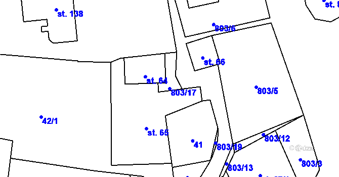 Parcela st. 803/17 v KÚ Byzhradec, Katastrální mapa