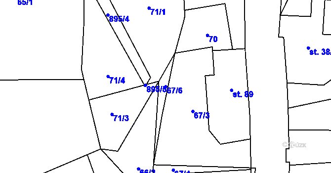 Parcela st. 67/6 v KÚ Byzhradec, Katastrální mapa