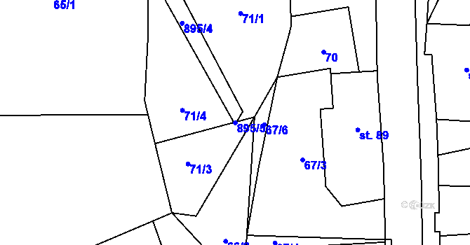 Parcela st. 895/5 v KÚ Byzhradec, Katastrální mapa