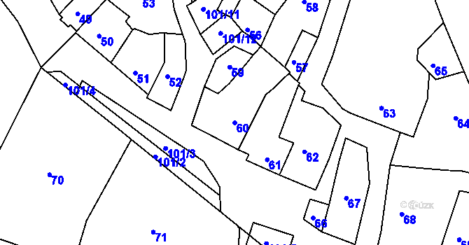 Parcela st. 60 v KÚ Bzenec, Katastrální mapa