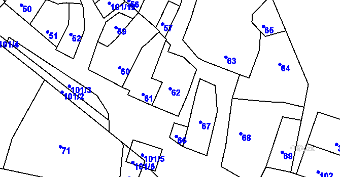 Parcela st. 62 v KÚ Bzenec, Katastrální mapa