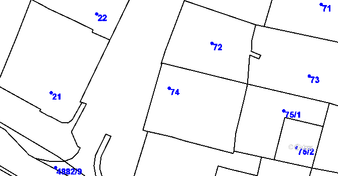 Parcela st. 74 v KÚ Bzenec, Katastrální mapa