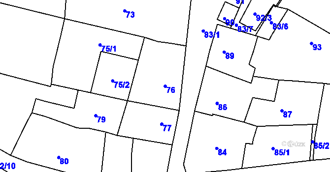 Parcela st. 76 v KÚ Bzenec, Katastrální mapa