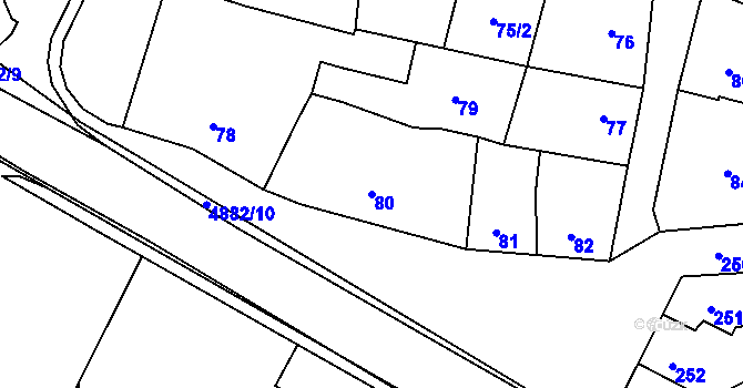 Parcela st. 80 v KÚ Bzenec, Katastrální mapa