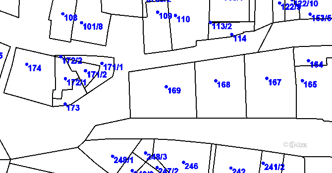 Parcela st. 169 v KÚ Bzenec, Katastrální mapa