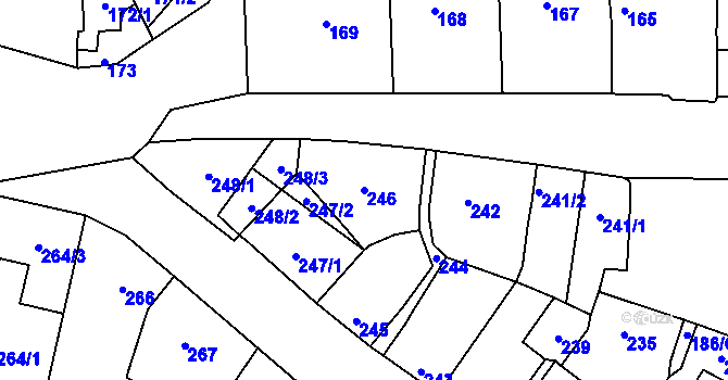 Parcela st. 246 v KÚ Bzenec, Katastrální mapa