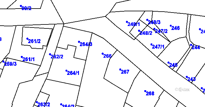 Parcela st. 266 v KÚ Bzenec, Katastrální mapa