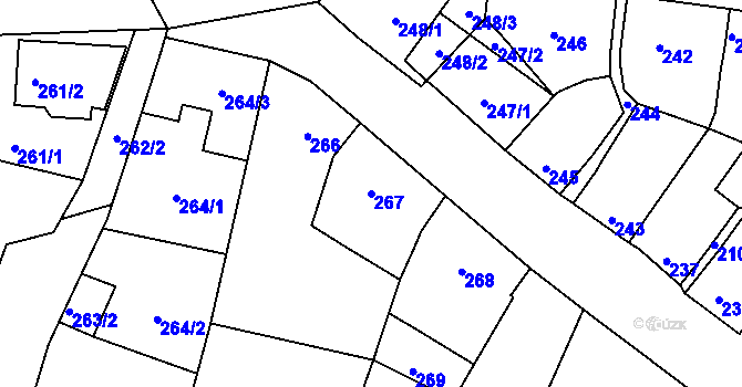 Parcela st. 267 v KÚ Bzenec, Katastrální mapa