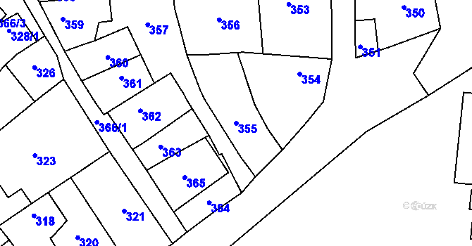 Parcela st. 355 v KÚ Bzenec, Katastrální mapa