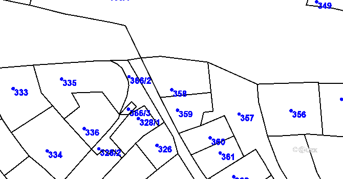 Parcela st. 358 v KÚ Bzenec, Katastrální mapa
