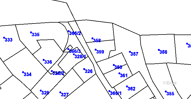 Parcela st. 359 v KÚ Bzenec, Katastrální mapa
