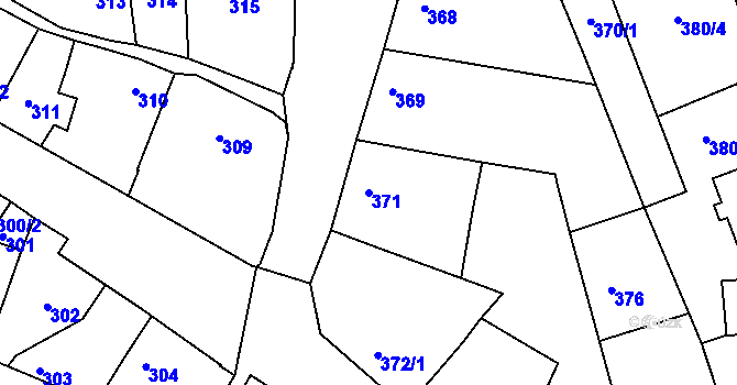 Parcela st. 371 v KÚ Bzenec, Katastrální mapa