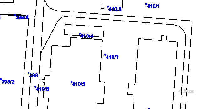 Parcela st. 410/7 v KÚ Bzenec, Katastrální mapa