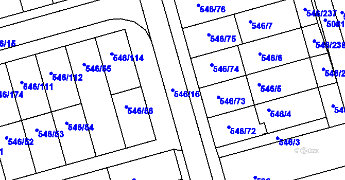 Parcela st. 546/16 v KÚ Bzenec, Katastrální mapa