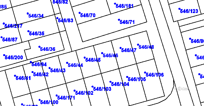 Parcela st. 546/46 v KÚ Bzenec, Katastrální mapa