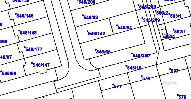 Parcela st. 546/65 v KÚ Bzenec, Katastrální mapa