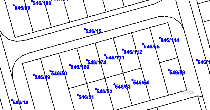 Parcela st. 546/111 v KÚ Bzenec, Katastrální mapa