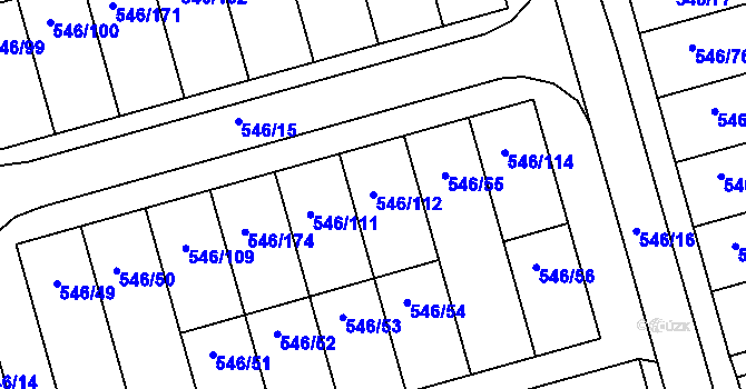 Parcela st. 546/112 v KÚ Bzenec, Katastrální mapa