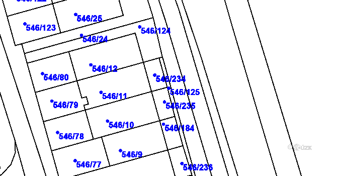 Parcela st. 546/125 v KÚ Bzenec, Katastrální mapa