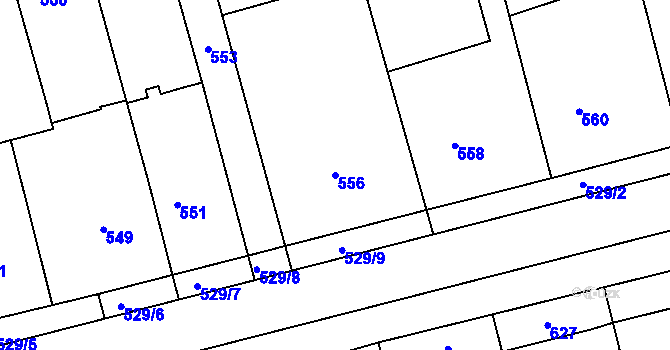 Parcela st. 556 v KÚ Bzenec, Katastrální mapa