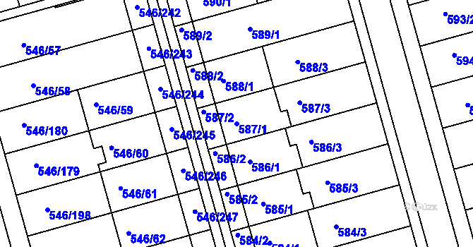 Parcela st. 587/1 v KÚ Bzenec, Katastrální mapa