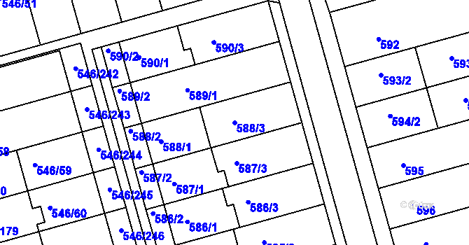 Parcela st. 588/3 v KÚ Bzenec, Katastrální mapa