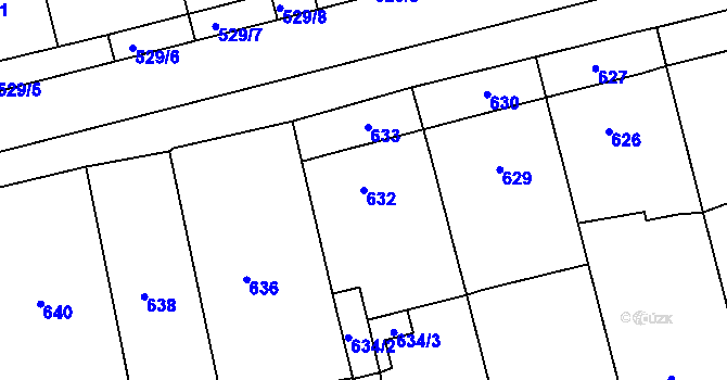 Parcela st. 632 v KÚ Bzenec, Katastrální mapa