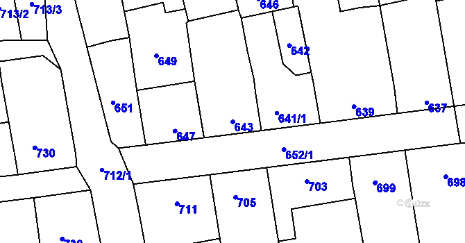 Parcela st. 643 v KÚ Bzenec, Katastrální mapa