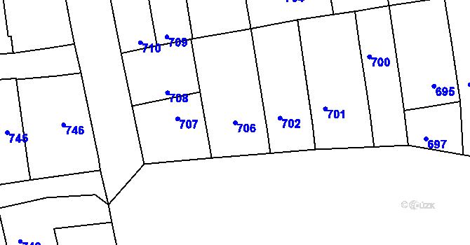 Parcela st. 706 v KÚ Bzenec, Katastrální mapa