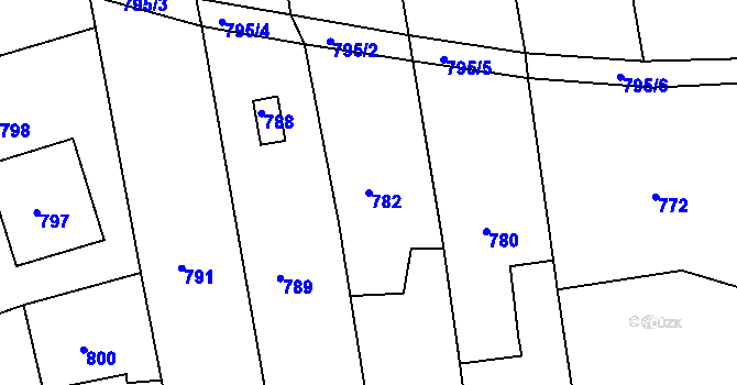 Parcela st. 782 v KÚ Bzenec, Katastrální mapa