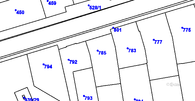 Parcela st. 785 v KÚ Bzenec, Katastrální mapa