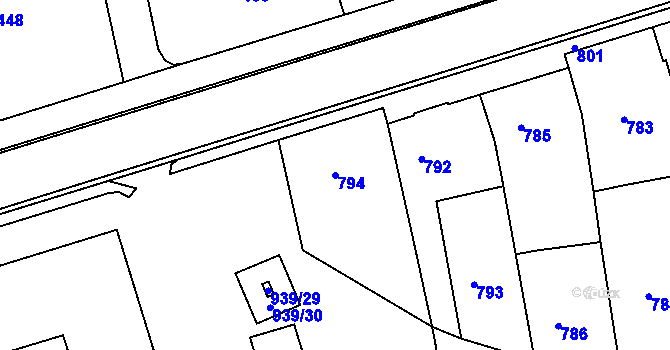 Parcela st. 794 v KÚ Bzenec, Katastrální mapa