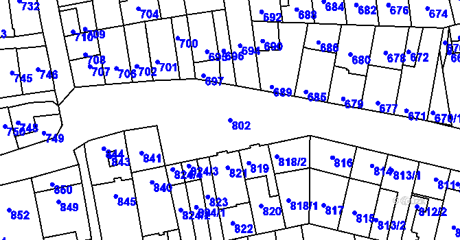 Parcela st. 802 v KÚ Bzenec, Katastrální mapa