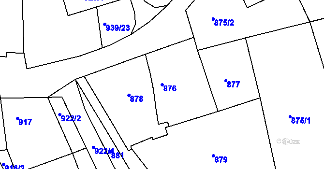 Parcela st. 876 v KÚ Bzenec, Katastrální mapa