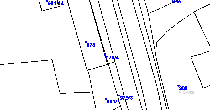 Parcela st. 979/4 v KÚ Bzenec, Katastrální mapa