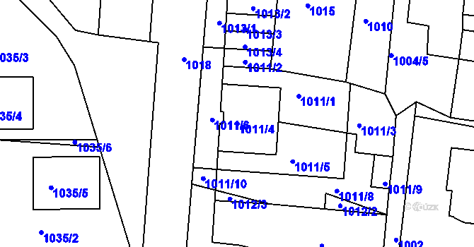Parcela st. 1011/4 v KÚ Bzenec, Katastrální mapa