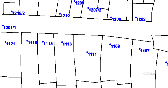 Parcela st. 1111 v KÚ Bzenec, Katastrální mapa