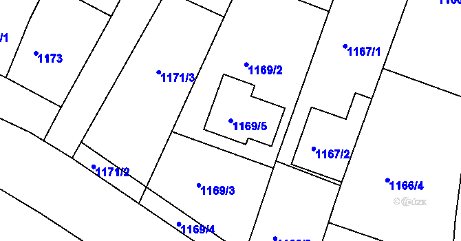 Parcela st. 1169/5 v KÚ Bzenec, Katastrální mapa