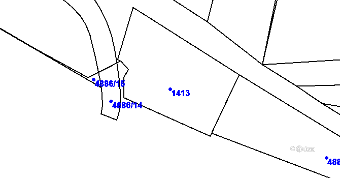 Parcela st. 1413 v KÚ Bzenec, Katastrální mapa