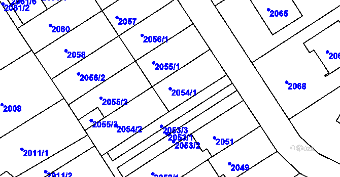Parcela st. 2054/1 v KÚ Bzenec, Katastrální mapa