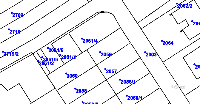 Parcela st. 2059 v KÚ Bzenec, Katastrální mapa