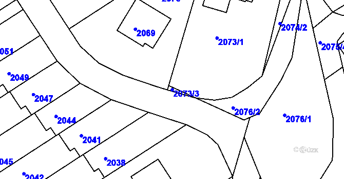 Parcela st. 2073/3 v KÚ Bzenec, Katastrální mapa