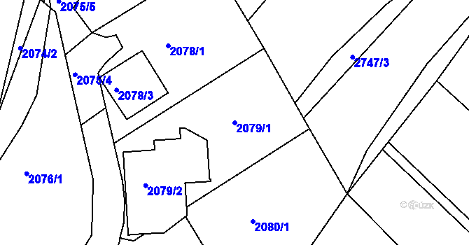 Parcela st. 2079/1 v KÚ Bzenec, Katastrální mapa
