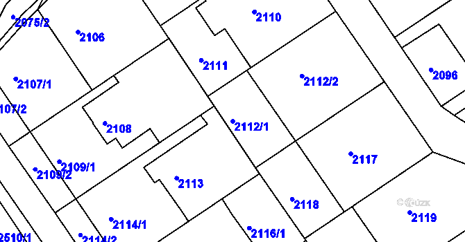 Parcela st. 2112/1 v KÚ Bzenec, Katastrální mapa