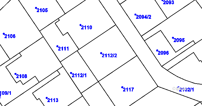 Parcela st. 2112/2 v KÚ Bzenec, Katastrální mapa