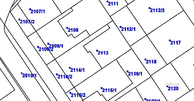 Parcela st. 2113 v KÚ Bzenec, Katastrální mapa