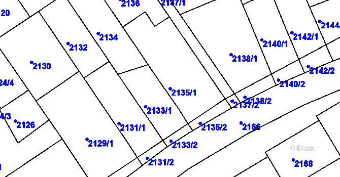 Parcela st. 2135/1 v KÚ Bzenec, Katastrální mapa