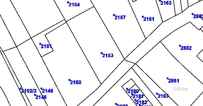 Parcela st. 2153 v KÚ Bzenec, Katastrální mapa
